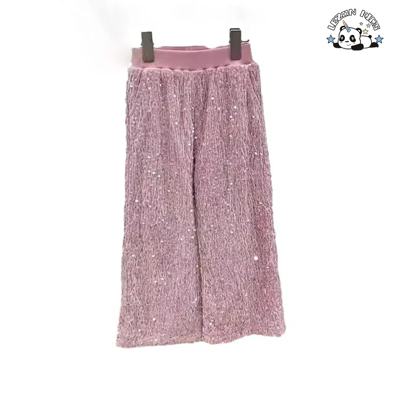 LEZONKIDS - Customized Kids Spring Clothing Outfit Set  Hooded Jacket and Pants Sequin Girls Clothing Sets